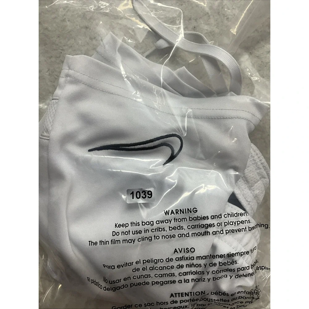 Nike Shorts White Black Swoosh Basketball Gym Dri-Fit Size M
